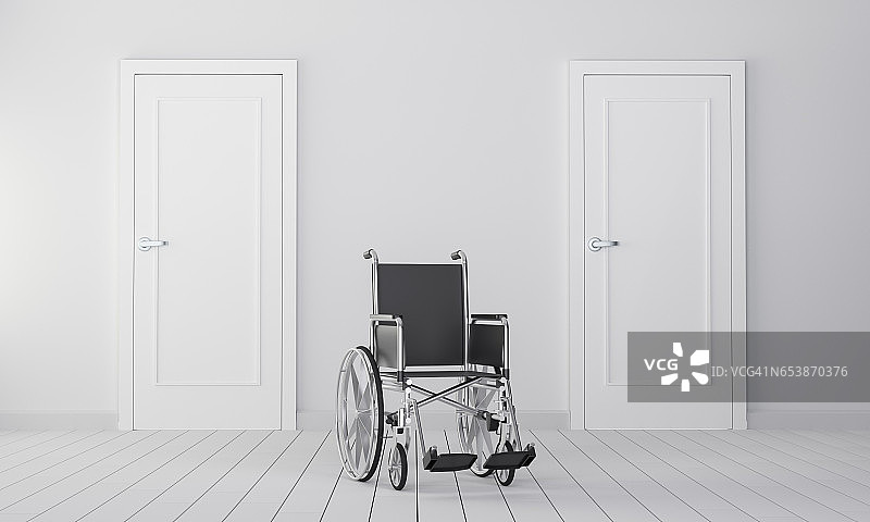 轮椅房间，两扇门紧闭图片素材