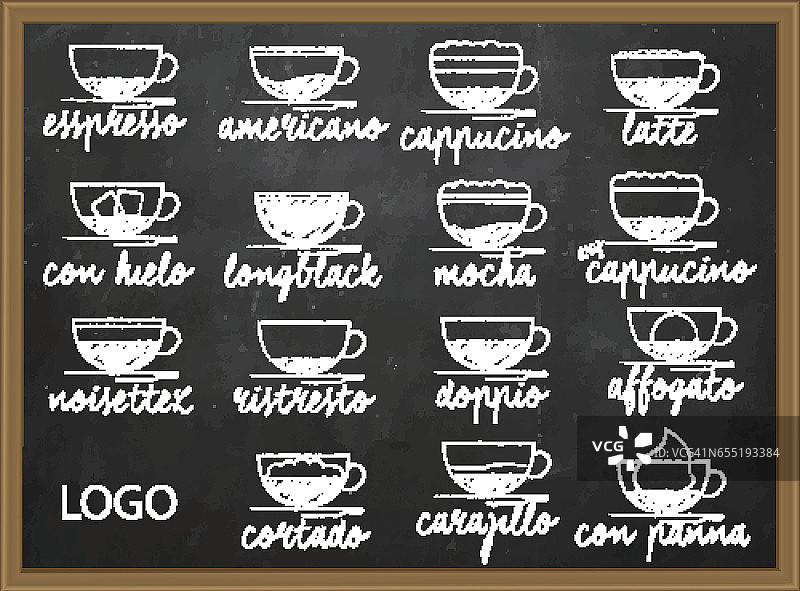 咖啡菜单手绘的一套咖啡菜单图片素材