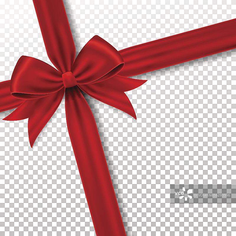 红色的礼品蝴蝶结和丝带，孤立在背景上。图片素材