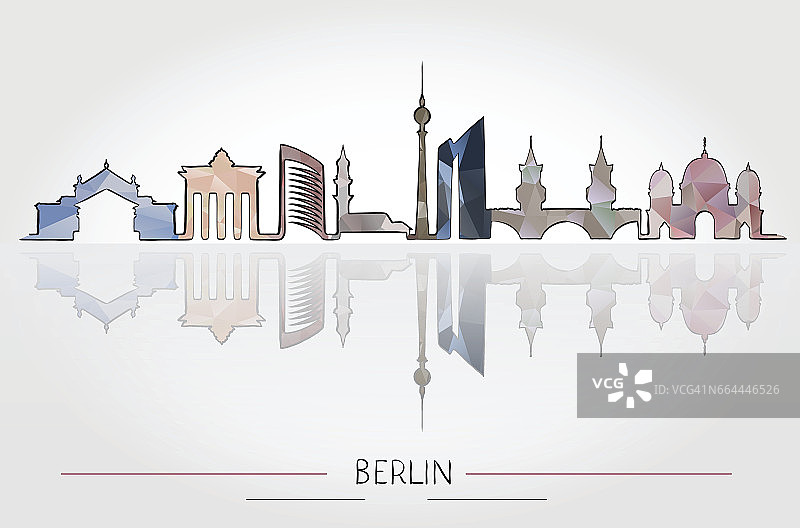 柏林天际线详细轮廓图片素材