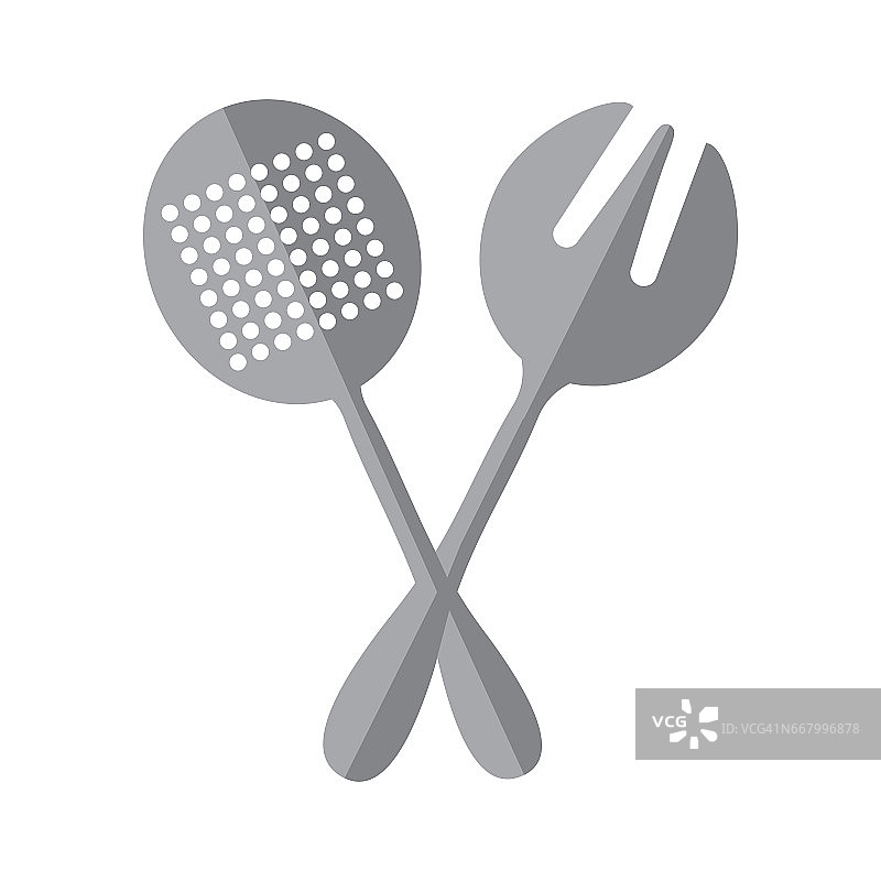 勺子和叉子厨房餐具孤立的图标图片素材