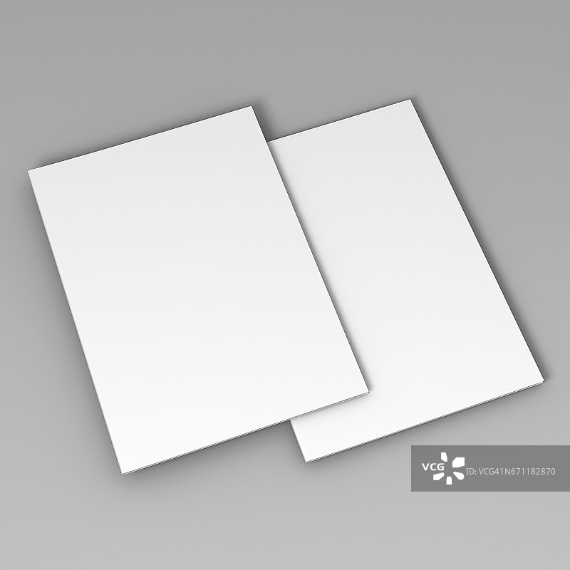 A4 A5双折叠宣传册传单模板3d渲染模型。图片素材