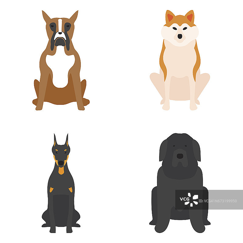 有趣的卡通狗角色面包卡通小狗友好可爱的狗矢量插图图片素材