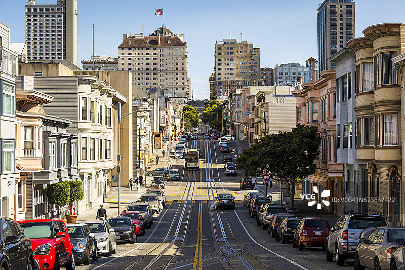 美国加州旧金山缆车图片素材