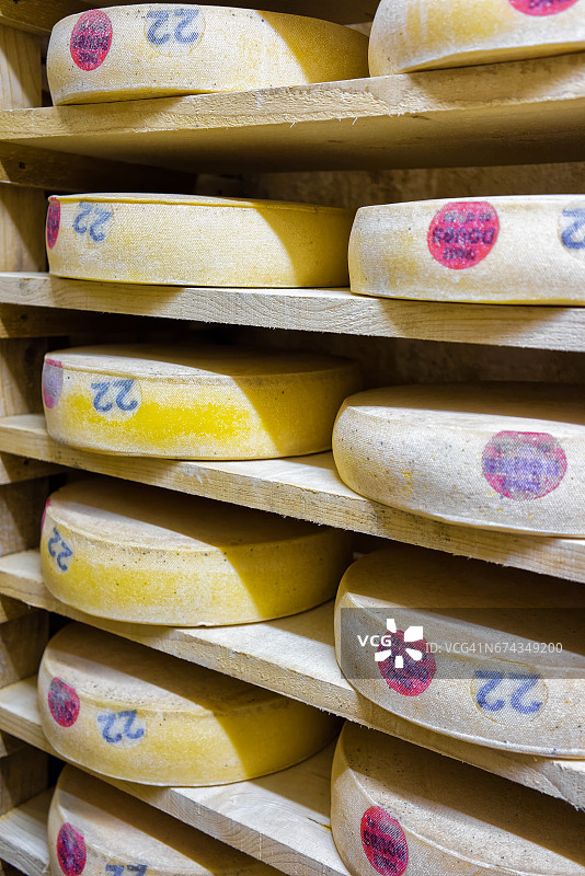 在成熟窖中堆积的奶酪图片素材