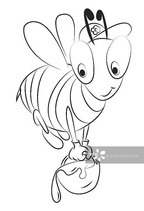不快乐的蜜蜂的卡通形象图片素材