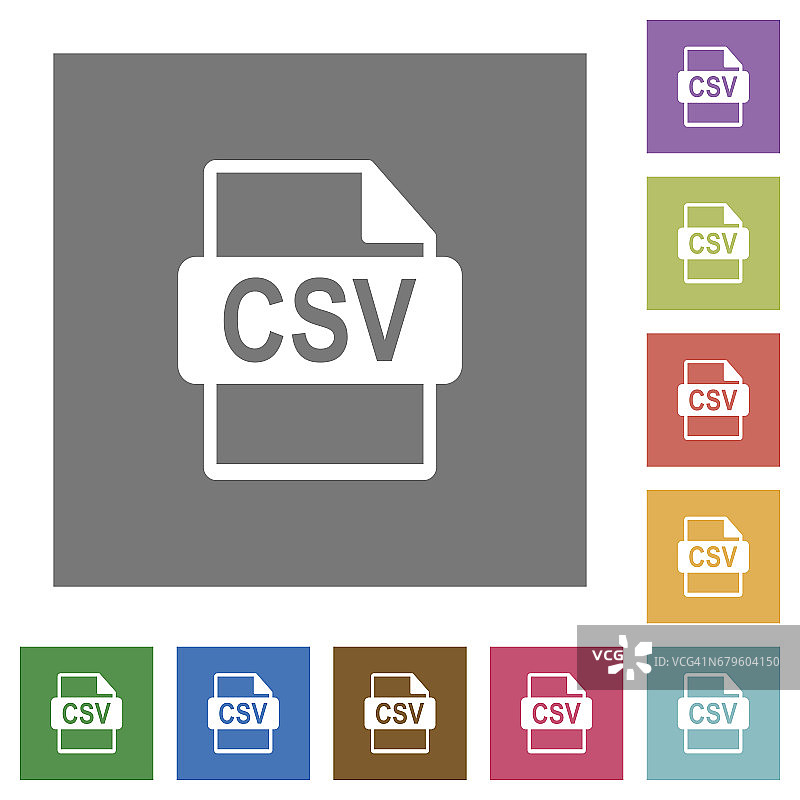 CSV文件格式的方形平面图标图片素材