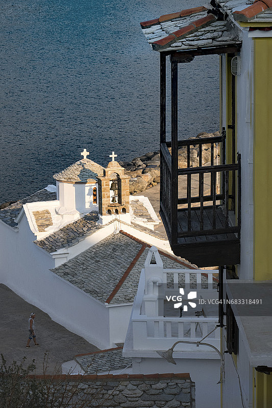 斯科佩洛斯岛的帕纳吉亚绳皮尔戈斯教堂图片素材