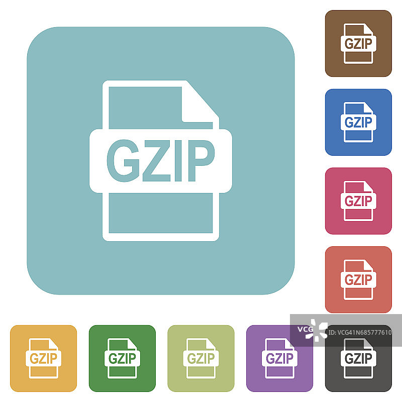 GZIP文件格式的方形平面图标图片素材