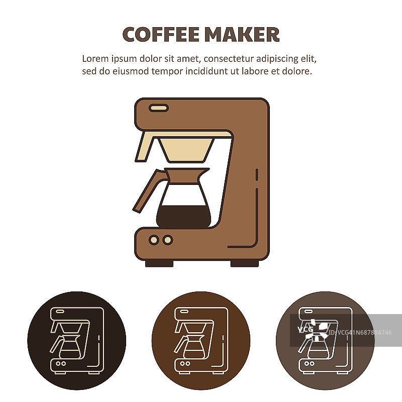 现代咖啡机系列图标。图片素材