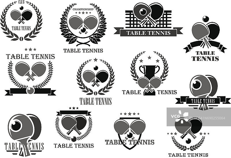 乒乓球矢量图标比赛奖徽章图片素材