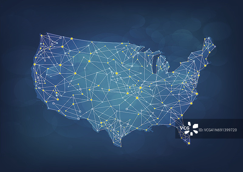 美国网络地图蓝色气泡背景图片素材