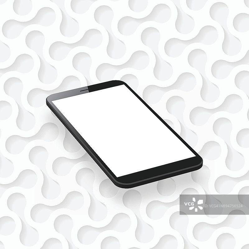 智能手机孤立的白色抽象背景-等距手机模板图片素材