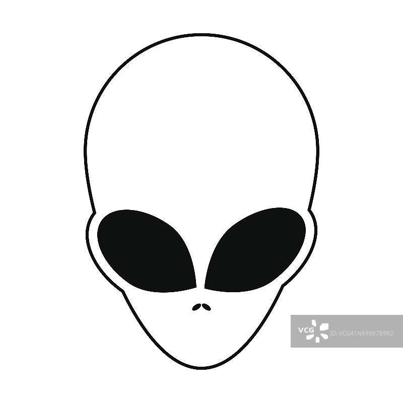 外星人，ufo脸轮廓向量符号图标设计。图片素材