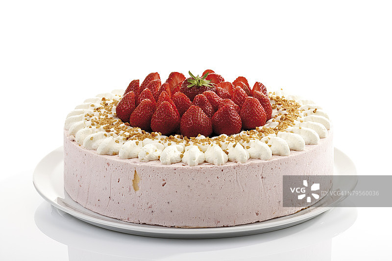草莓奶油蛋糕,特写图片素材