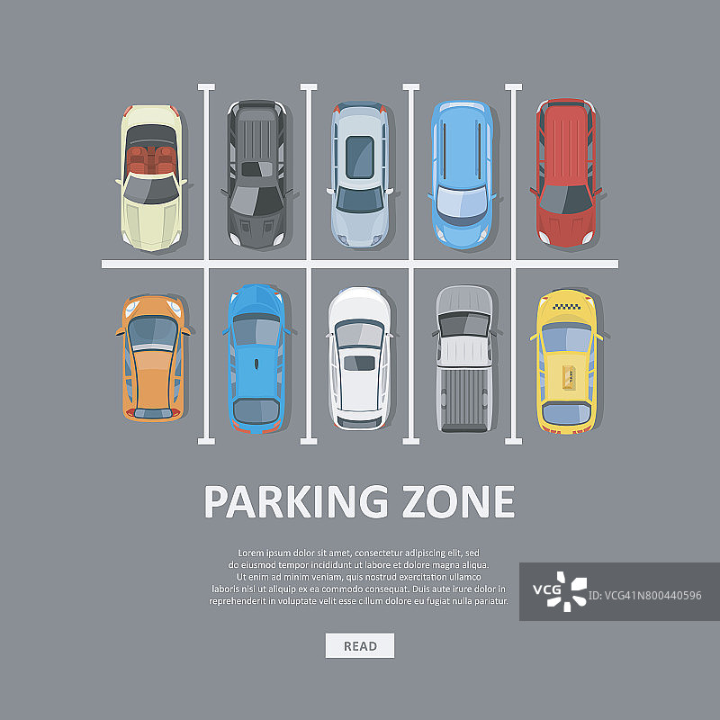 城市停车场矢量插图在平坦的风格图片素材