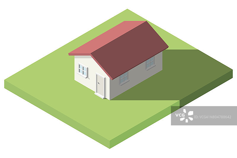 用于图标、信息图设计的草上房子的矢量等距。图片素材