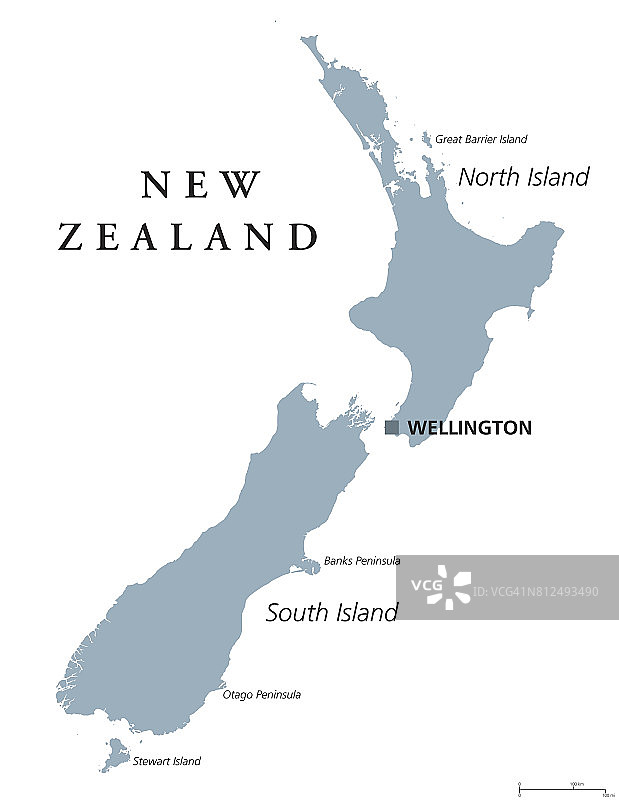 新西兰政治地图图片素材