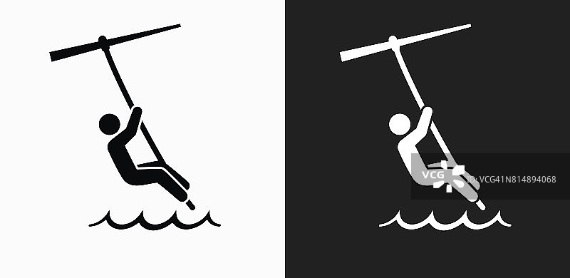 风筝冲浪图标上的黑色和白色矢量背景图片素材