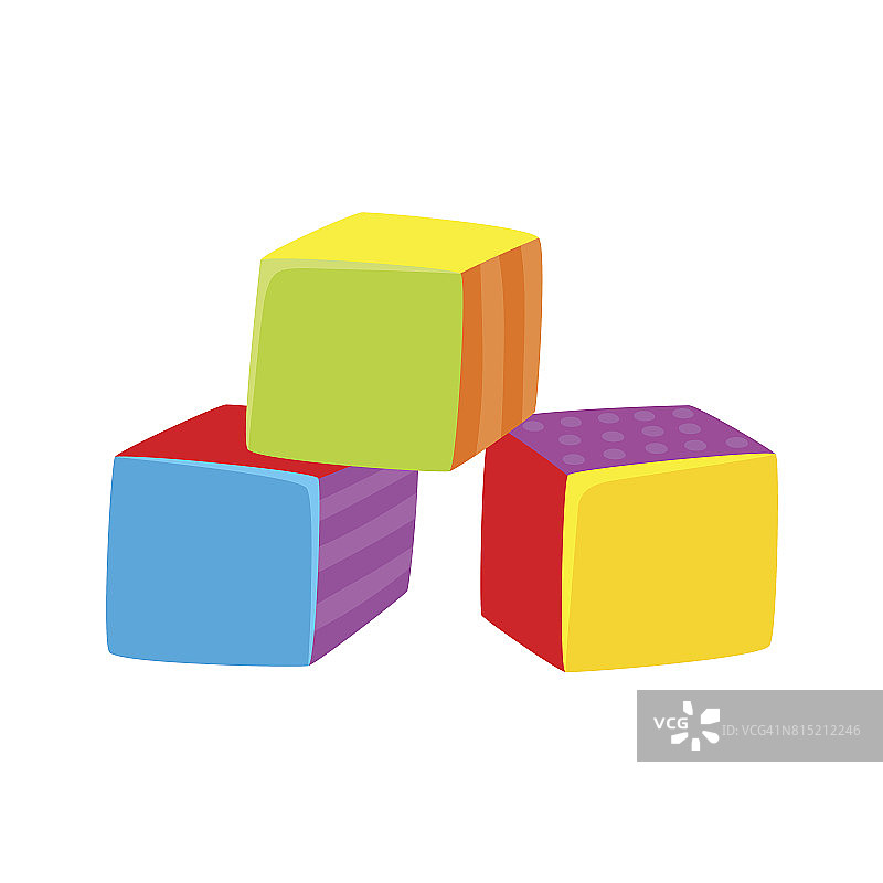 矢量立方体玩具平面插图孤立图片素材