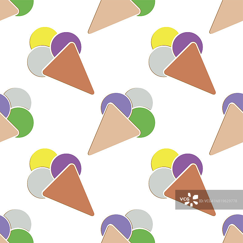 无缝插图，冰淇淋与颜色勺图片素材