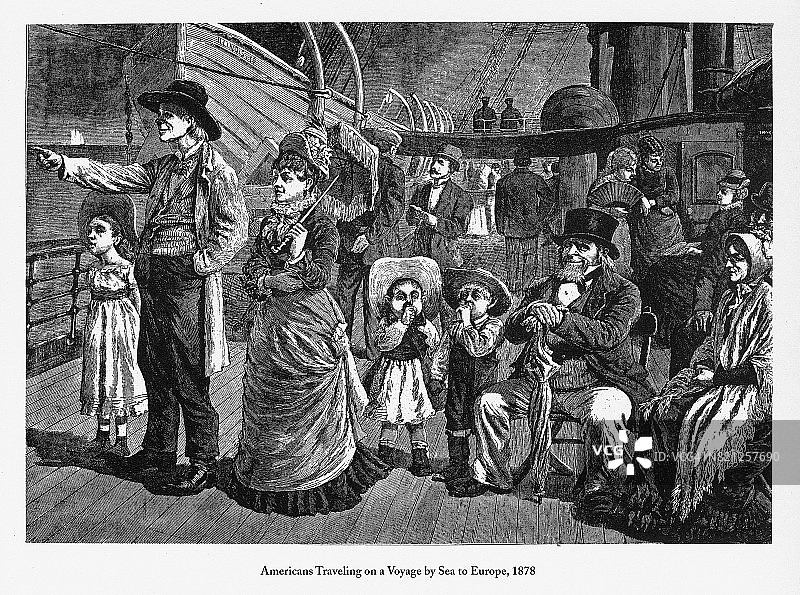 美国人在海上航行到欧洲(1878年图片素材