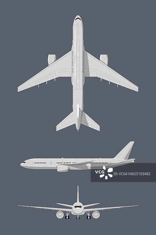 现代飞机的不同侧面。矢量插图隔离图片素材