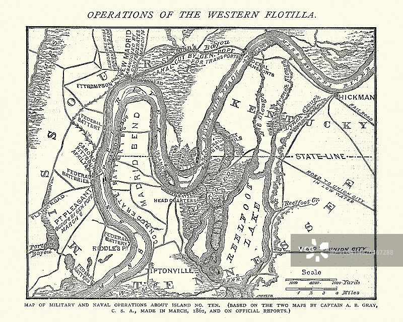 美国内战，西部舰队的地图图片素材