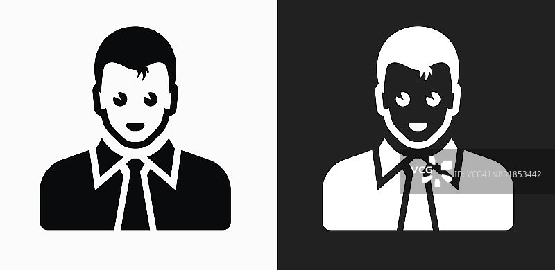 在黑色和白色矢量背景上的男性脸图标图片素材