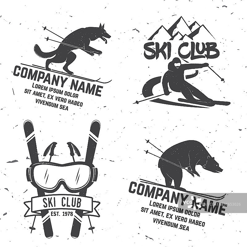 矢量滑雪俱乐部复古徽章图片素材