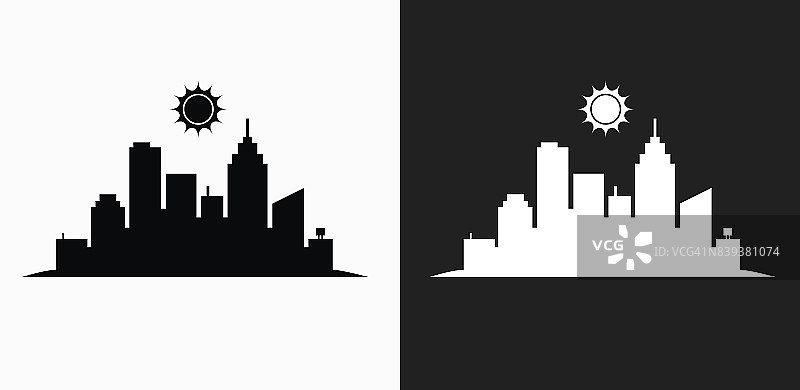 城市景观背景图标上的黑色和白色矢量背景图片素材