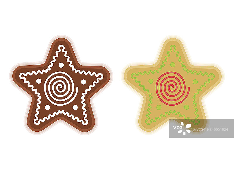传统的圣诞饼干符号:星星。扁平的圣诞设计元素。图片素材
