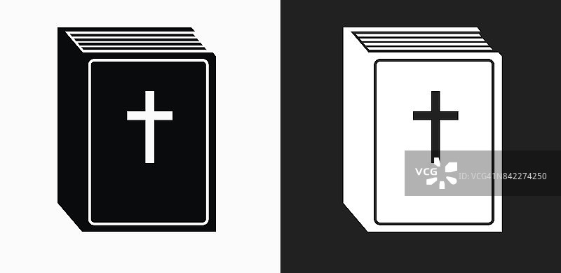 圣经图标上的黑色和白色矢量背景图片素材