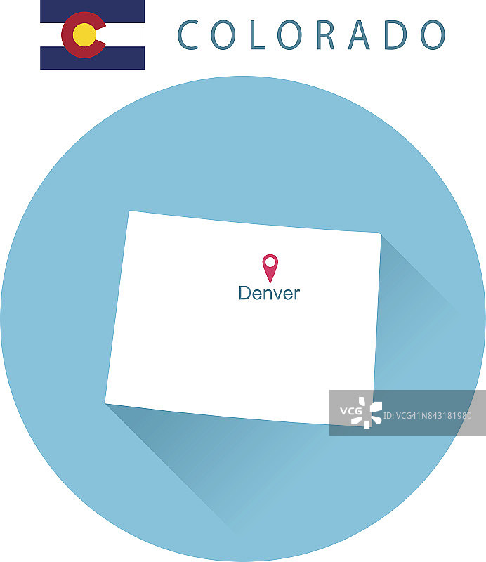 美国科罗拉多州的地图和旗帜图片素材