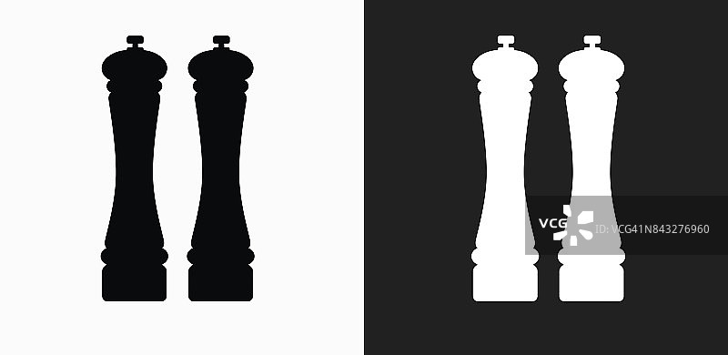 盐和胡椒瓶图标上的黑色和白色矢量背景图片素材