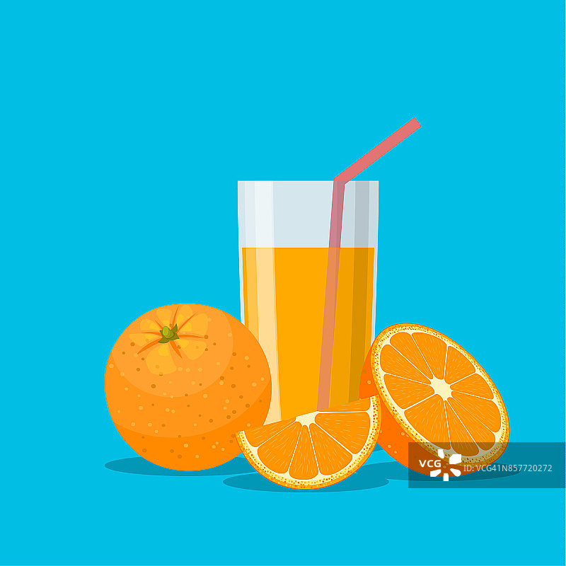 一杯橙汁。维生素对健康图片素材
