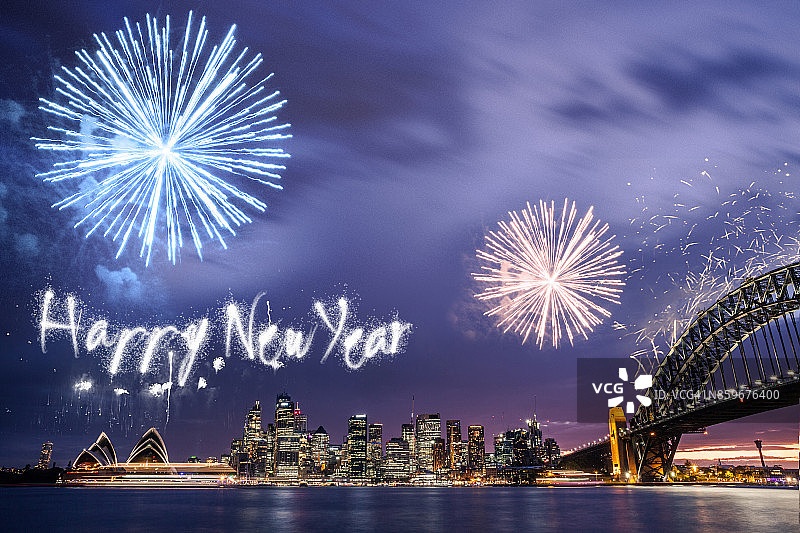 悉尼的新年焰火和庆祝活动图片素材