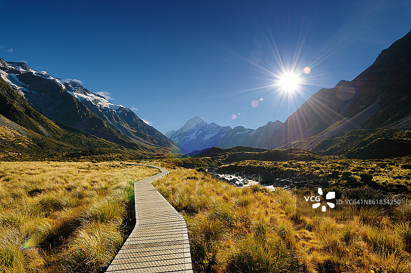 新西兰南岛库克山的库克山脉步道图片素材