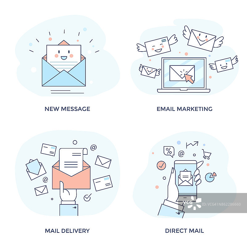 电子邮件营销概念图标。图片素材