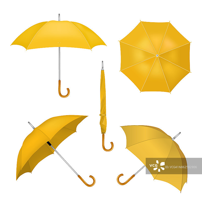 黄色伞矢量现实插图图片素材