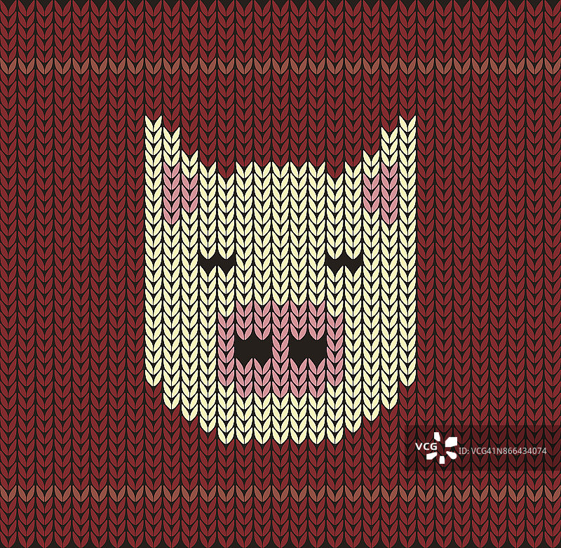 可爱的小猪在编织图案，新年快乐，矢量插图图片素材