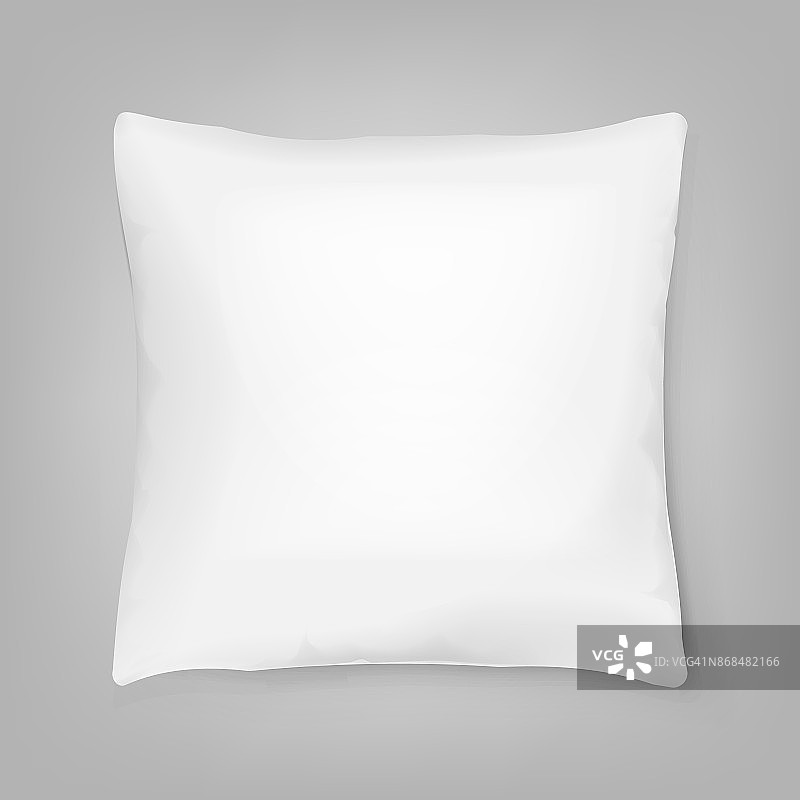 空白的白色方形枕头孤立的背景。矢量插图。图片素材