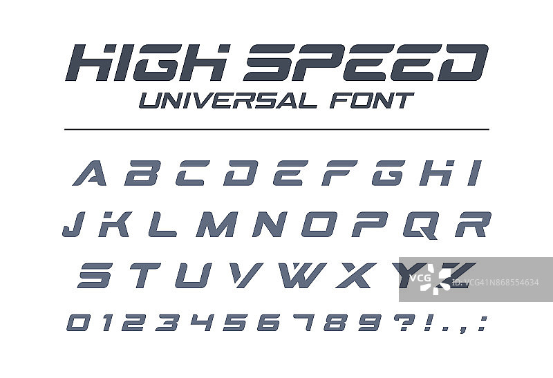 高速通用字体。快速运动，未来，科技，未来的字母。图片素材