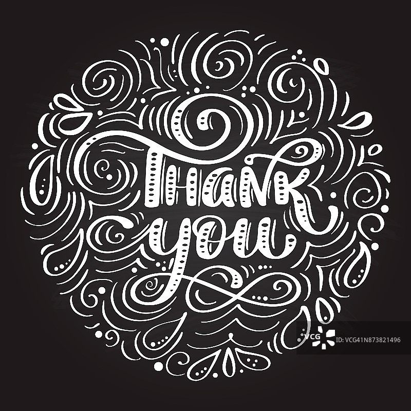 谢谢您的亲笔题词。手绘字体。感谢您在黑板上以圆圈的形式书写图片素材
