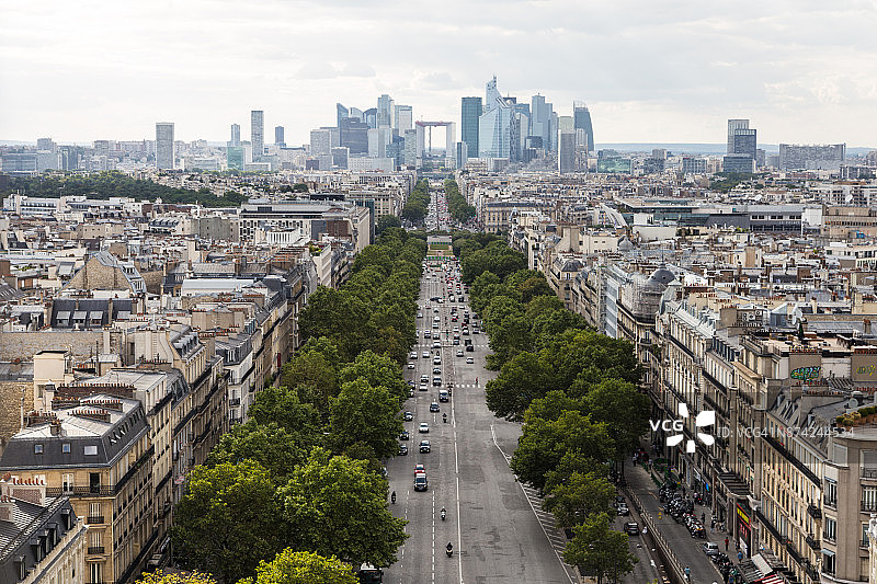 巴黎拉德芳斯的商业和金融区鸟瞰图图片素材