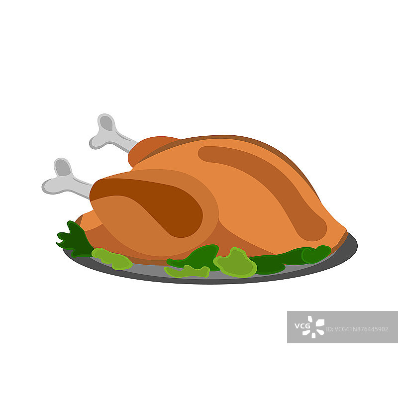 鸡图标。烧烤和野餐标签上的白色背景。卡通风格。矢量图图片素材