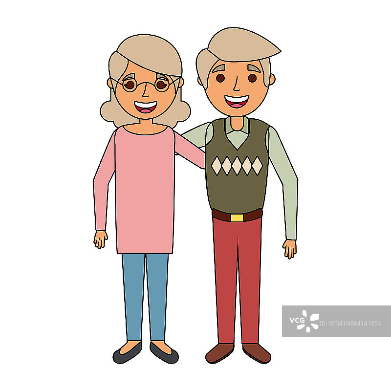 老年夫妇拥抱幸福可爱的肖像图片素材