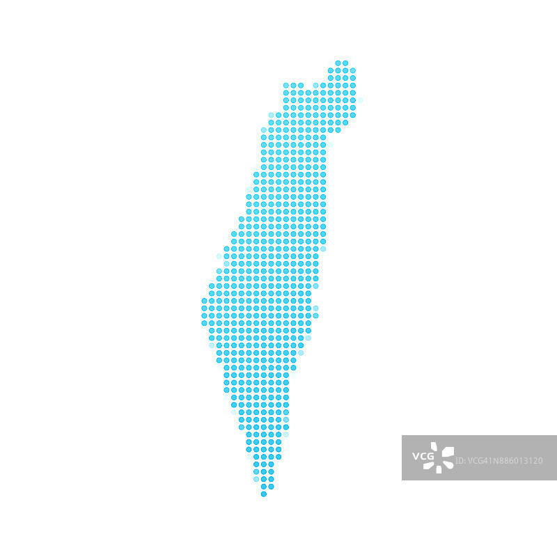 以色列地图上的蓝点在白色的背景图片素材