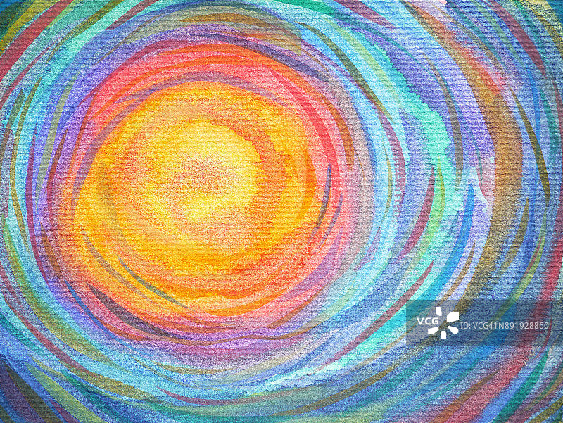 彩色螺旋太阳动力背景水彩画图片素材