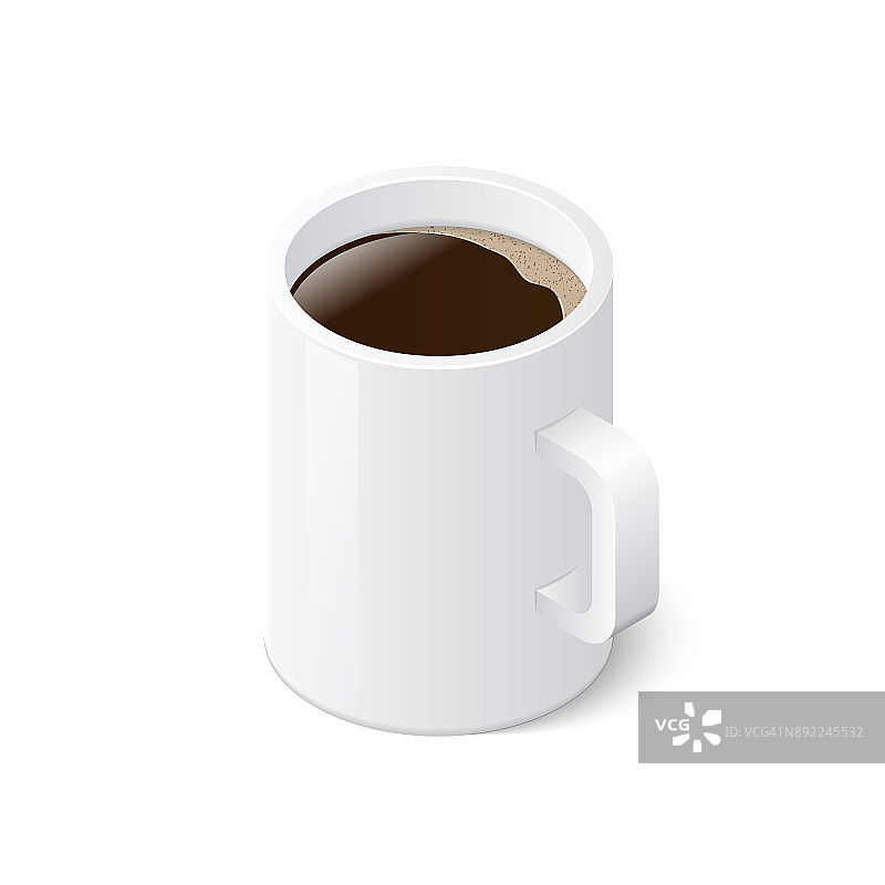 咖啡杯孤立在白色背景。等距矢量图图片素材